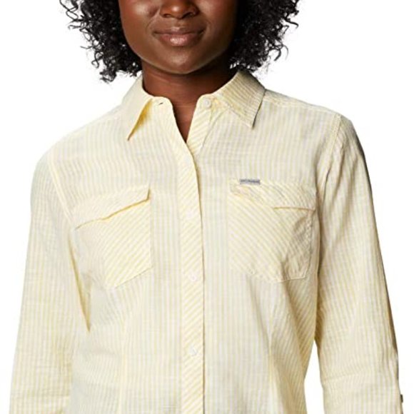 🆕Columbia Women's Camp Henry™ II LS Shirt, Sun Glow Vertical Stripe, Brand NEW - Picture 6 of 7